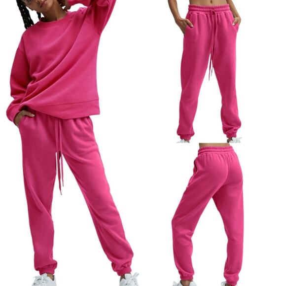 Fabletics Sweatpants Women's size XS Eco Go-To Classic In Dark Fuchsia Pink - Picture 1 of 16